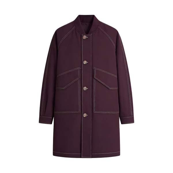 Burgundy Longline Bomber Coat