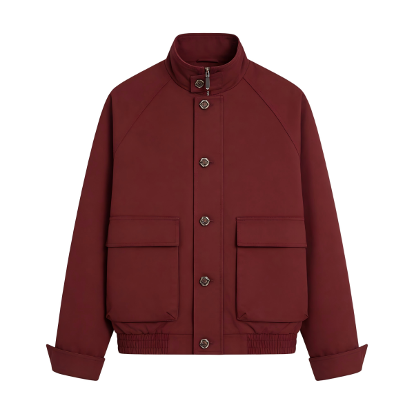 Burgundy High Collar Jacket